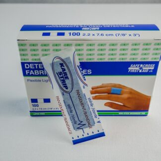 Santinel - Boîte de 100 Pansements adhésifs en tissu bleu pour doigt - aperçu de pansements