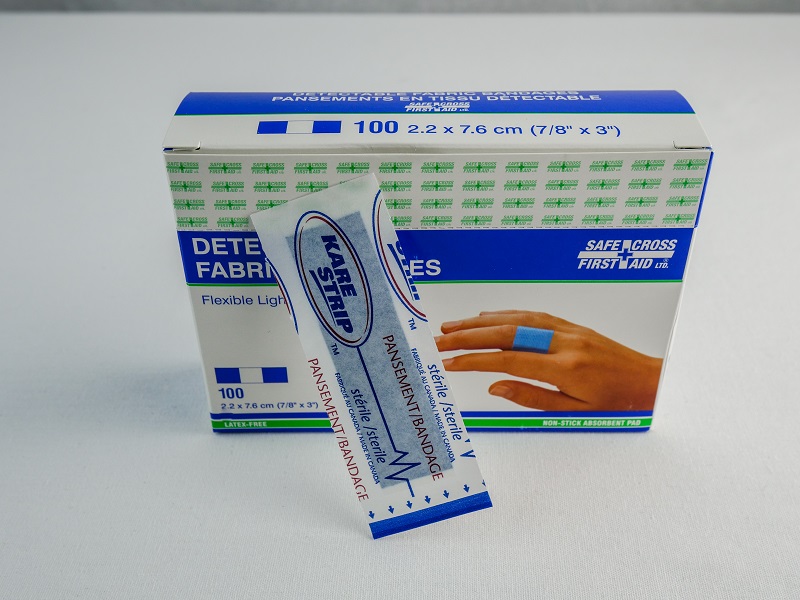 Santinel - Boîte de 100 Pansements adhésifs en tissu bleu pour doigt - aperçu de pansements