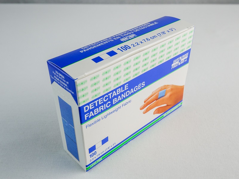 Santinel - Boîte de 100 Pansements adhésifs en tissu bleu pour doigt - aperçu