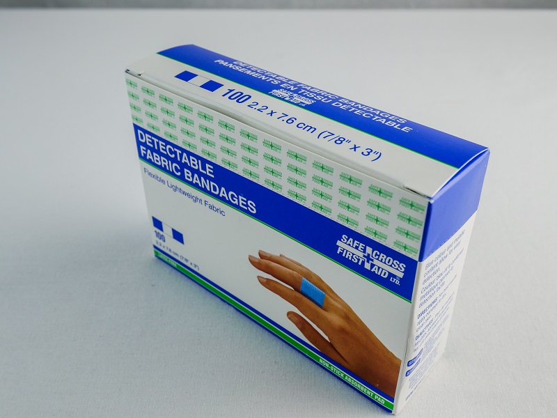 Santinel - Boîte de 100 Pansements adhésifs en tissu bleu pour doigt