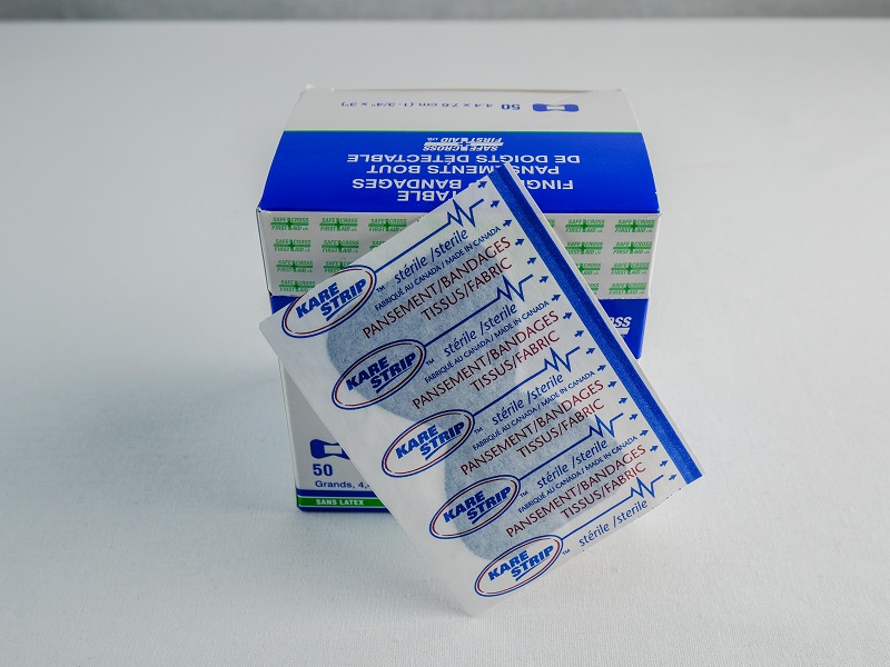 Santinel - Boîte de Pansements adhésifs en tissu bleu pour doigt- aperçu pansements